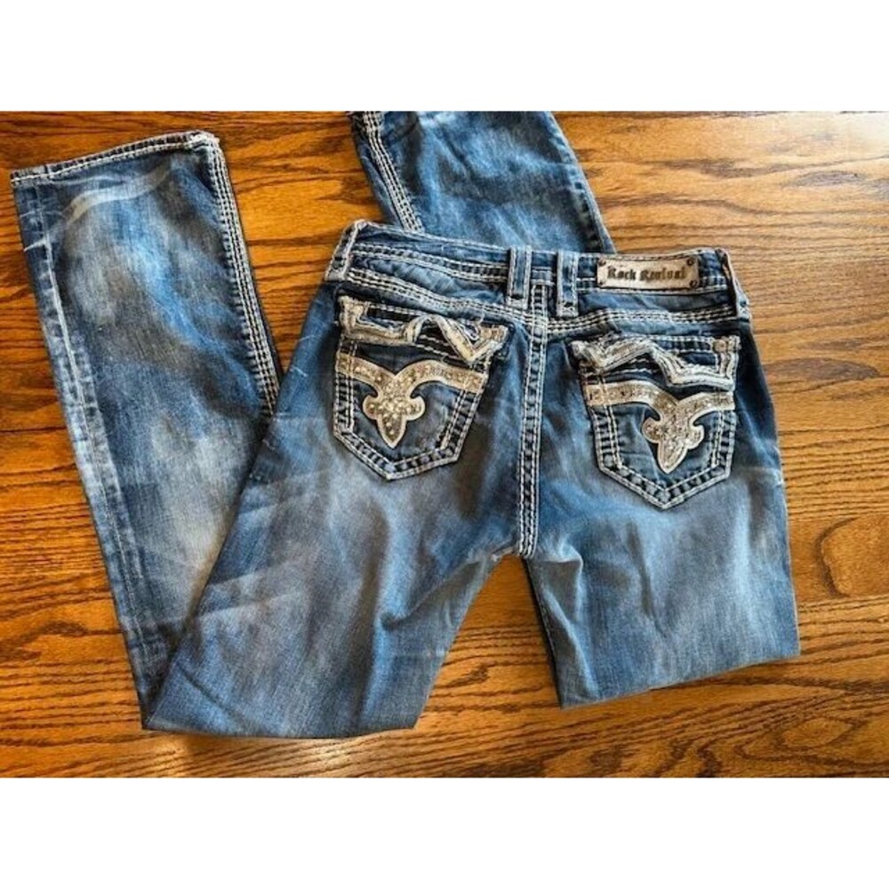 Rock Revival Kai Silver Bling Bootcut Jeans  8656  Size 29